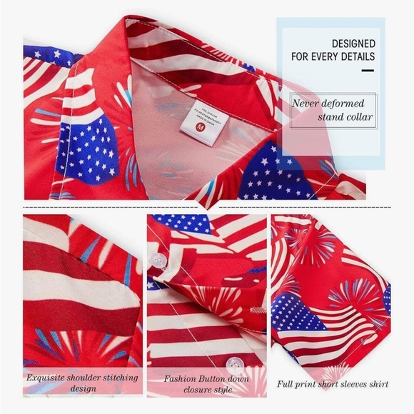 Men’s Red White and blue American flag Hawaiian shirt
XL. New without tags. - Picture 8 of 8
